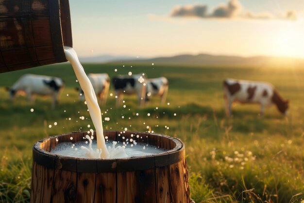 Dairy farmer carefully milking a cow